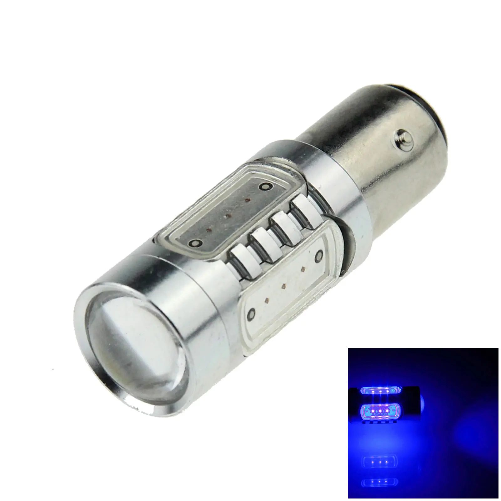 

1x Blue Car 1157 Brake Light Parking Blub 5 Emitters COB LED 1130 BAY15D E024-B
