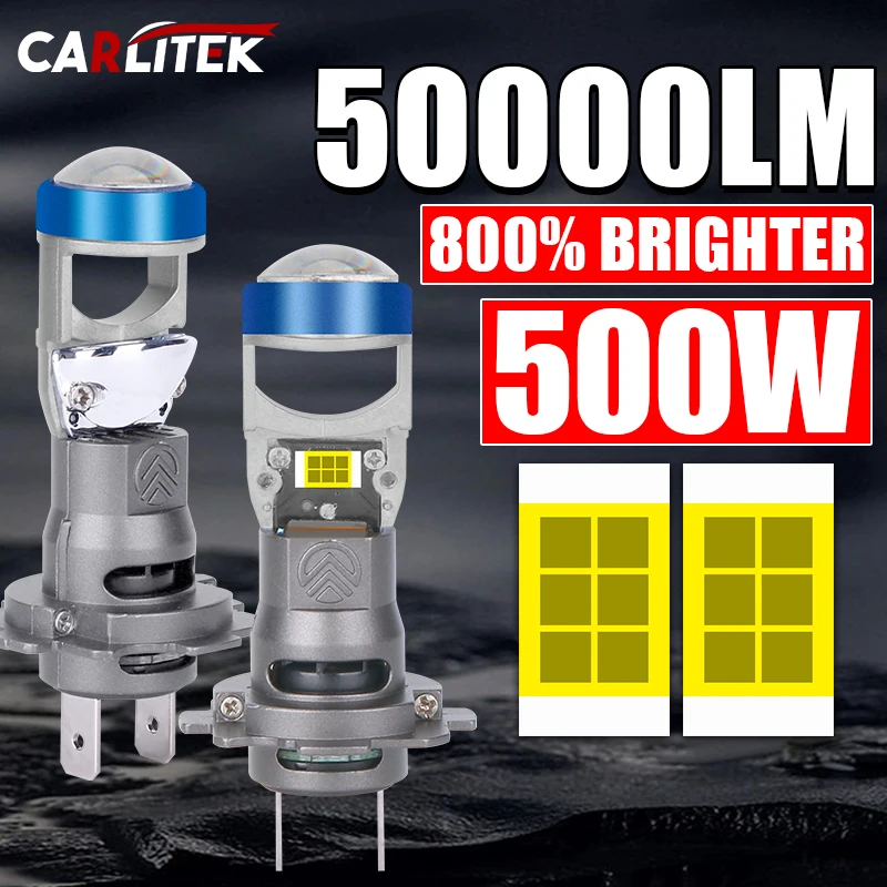 50000LM 500W Super H7 LED Projector Lens High Low Beam H7 LED Car Headlight Bulb CANbus 1:1 Mini Plug&Play 6000K Diodes
