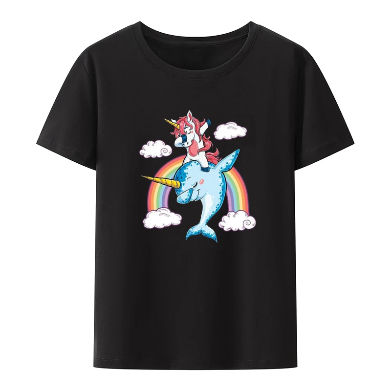 

Dabbing Unicorns Narwhal Cotton T-Shirts Unicorns Squad Pattern Casual Camisetas Top Y2k Streetwear Tech Summer Tshirt Cool Kpop