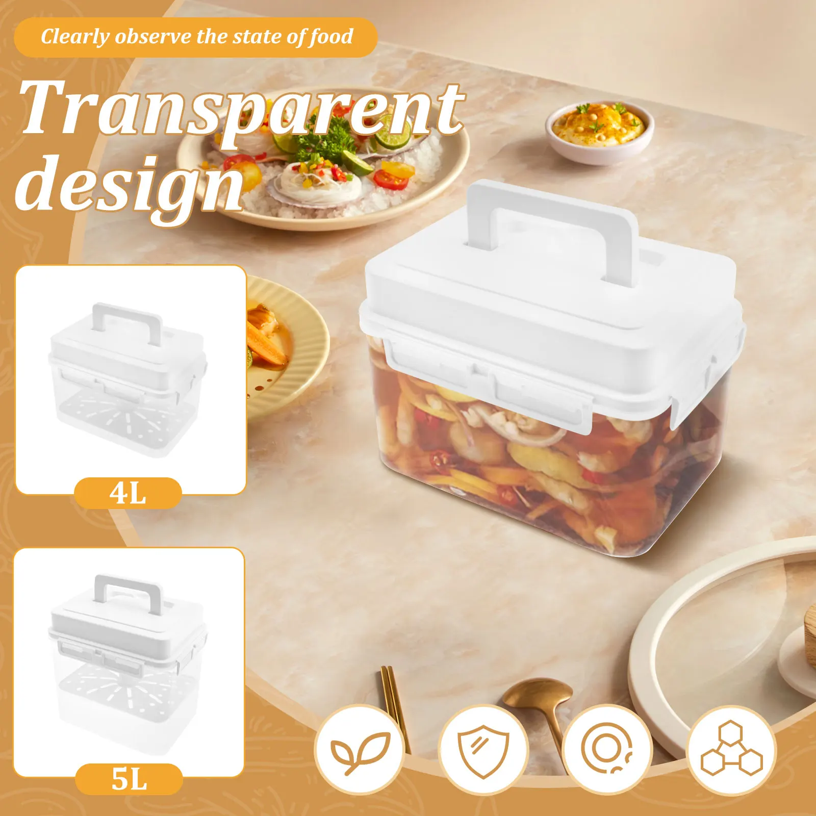 Pickle Jar Plastic Press Fermentation Container For Gherkin Sauerkraut Olive And Kimchi Storage Container And Fermentation 2