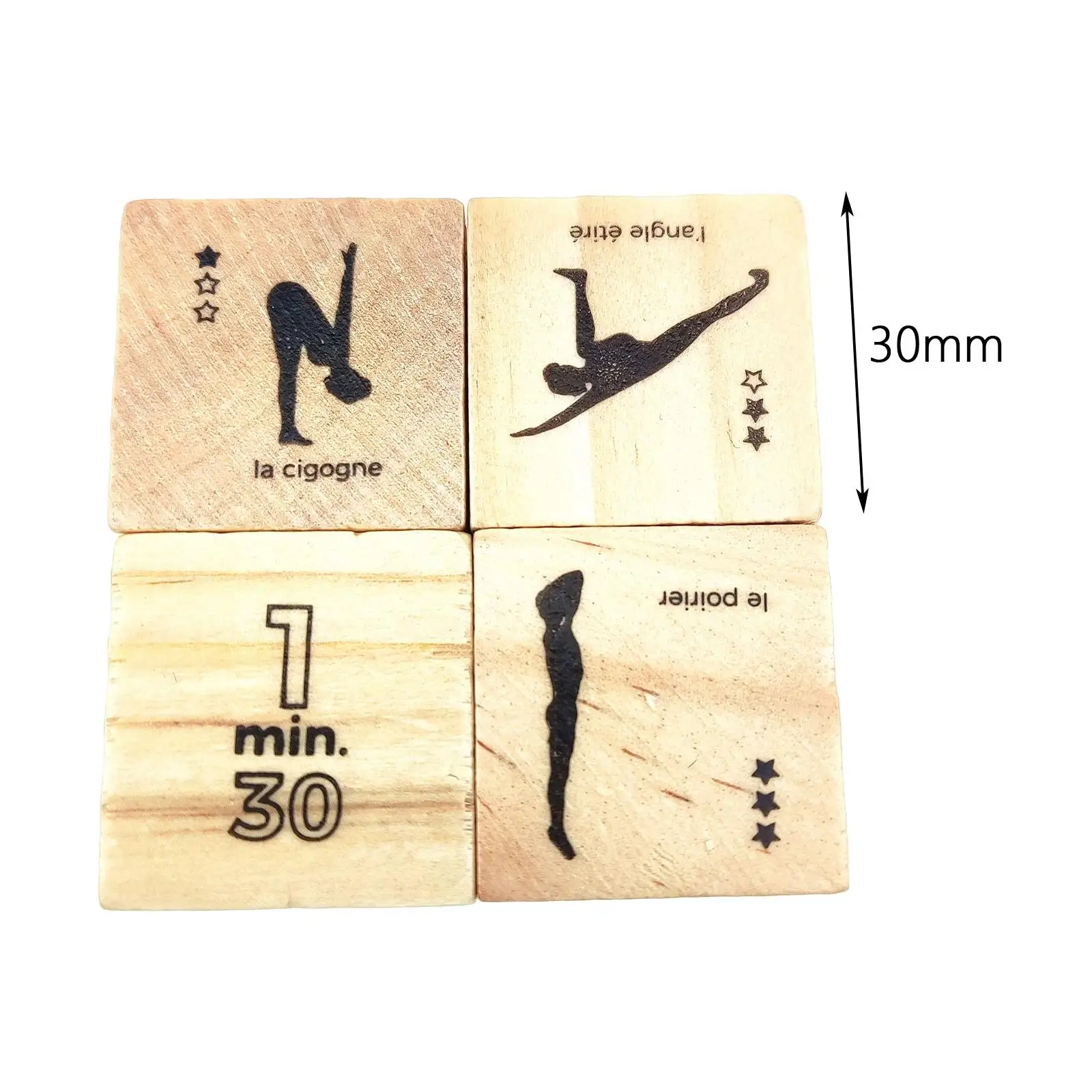 4 Pieces Wooden Yoga Dice Set with Different Poses for Yoga Lovers Beginners Wooden 8pc Dice Different Poses Fitness
