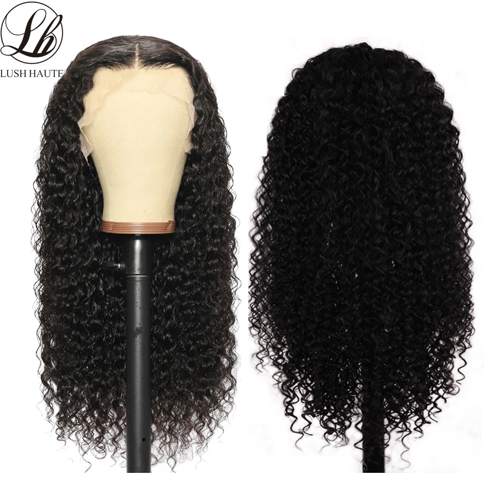 13X4 Kinky Curly Lace Wigs Synthetic Wig 180% Density Natural Black Soft Long Glueless High Temperature With Baby Hair For Women