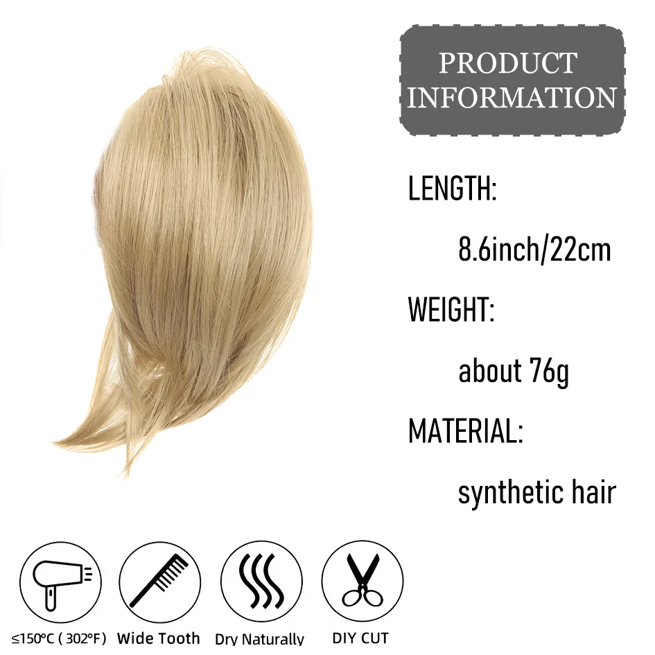 Allaosify synthetic hair women 8-inch clip straight ring ponytail, large clip ponytail, loose fashion enhance temperament