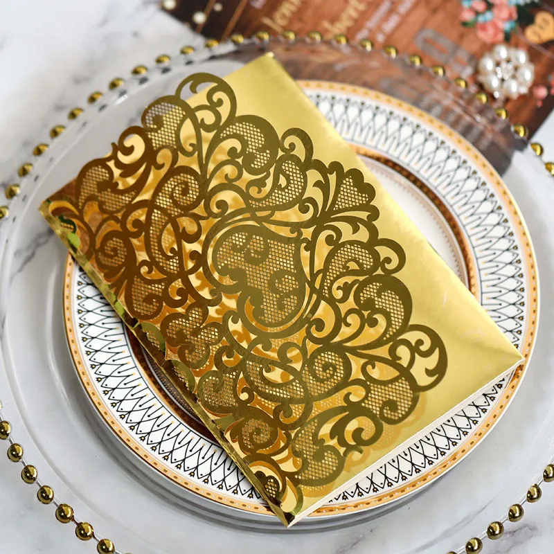 European Laser Cut Wedding Invitations Card Tri-Fold Business Lace Greeting Card Marriage Birthday Party Favor Supplies 25/50pcs