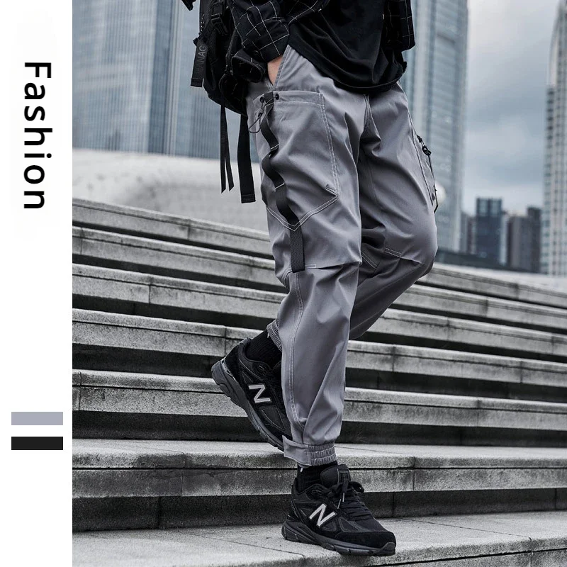 

High Street Multi-Pocket Joggers Cargo Pants Men's Spring Loose Casual Trousers Harem Pants Solid Harajuku Hip Hop Streetwear