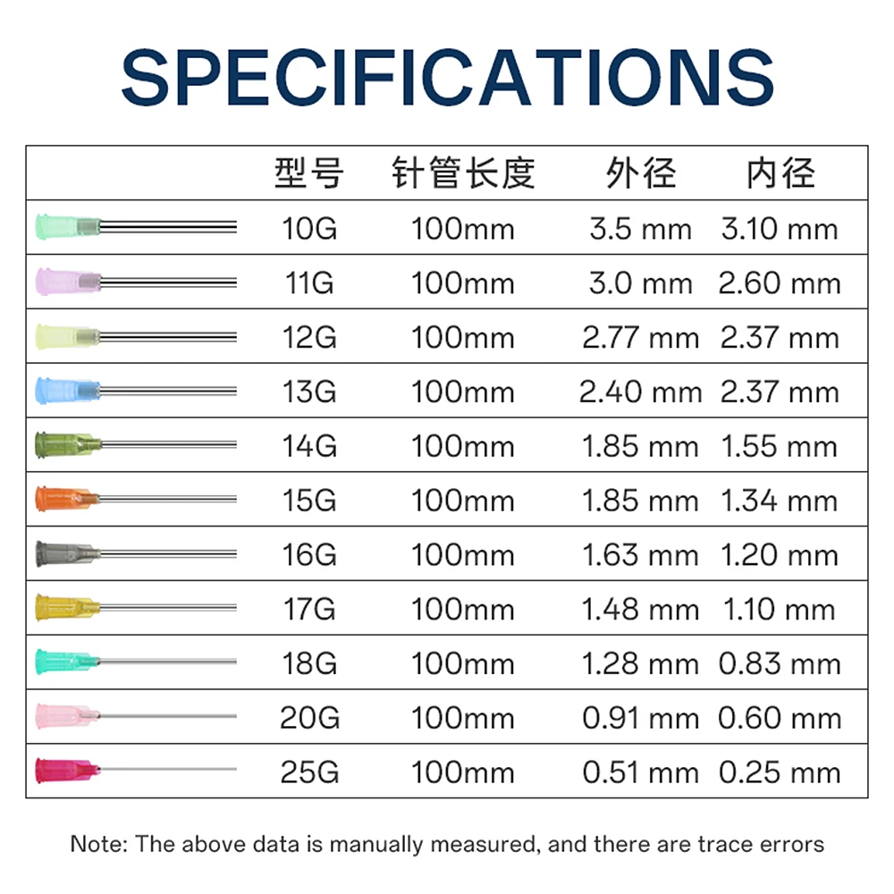 20pcs 100mm 디스펜스 바늘 접착제 바늘 E-액체, 잉크 및 주사기 충전을위한 4 인치 스테인레스 스틸 접착제 바늘