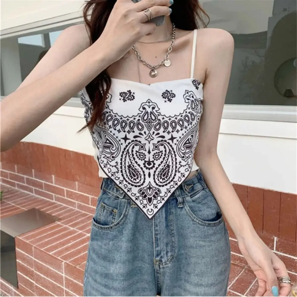Retro Camisole Cashew Flower 39cm Short Tops Cotton Wear Tube Top women tank tops