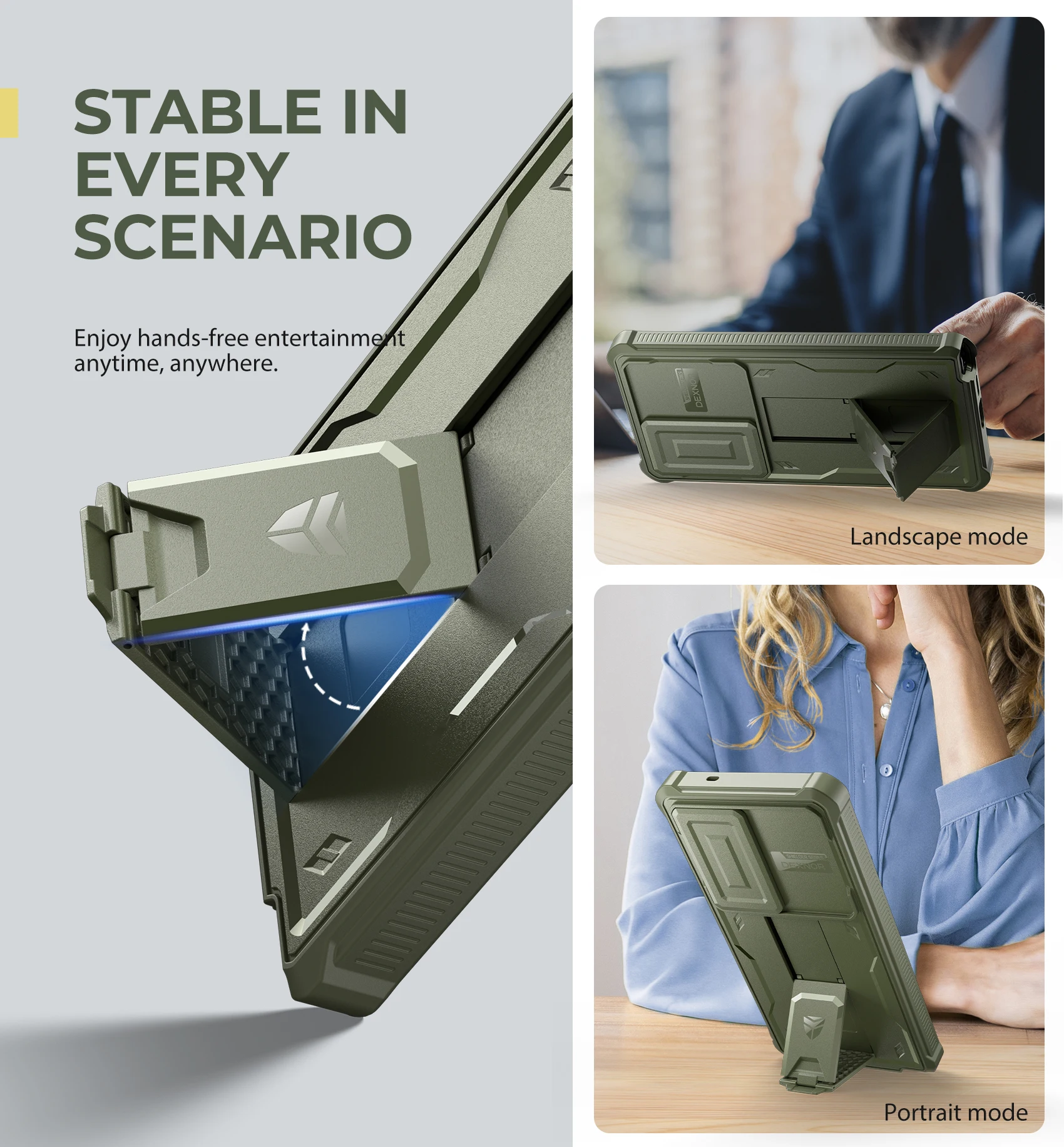 Full Body Shockproof Case with Camera Cover, Built-in Screen Protector, and Kickstand