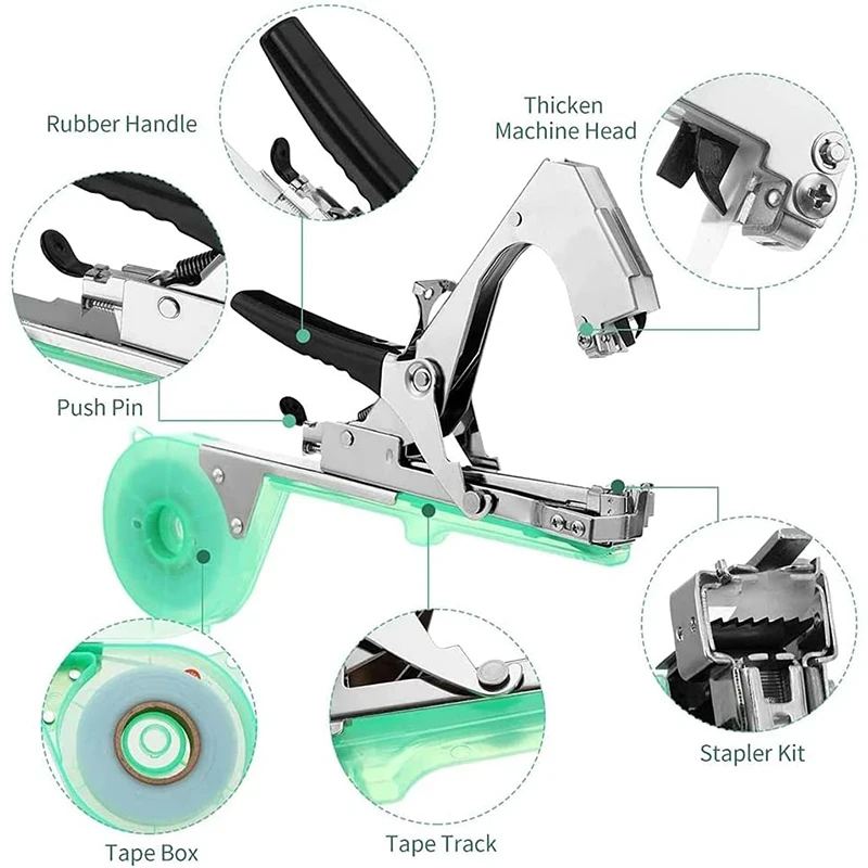 Plant Strapping Machine Plant Tape Tool Packing Vegetable Stalk Branch Hand Strapping Machine With 10/15 Tape Rolls Garden Tools electric hole digger