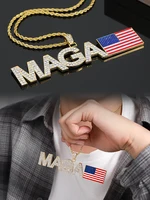 Custom American Flag Necklace For Women Men Stainless Steel Trump 2024 MAGA Pendant Choker Link Chain Jewelry Gift 1