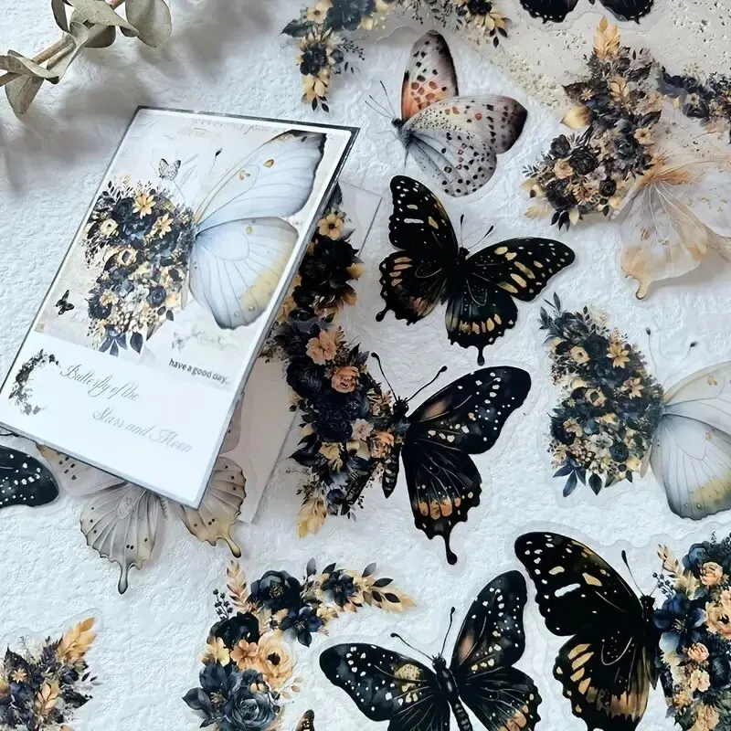 Butterfly Flower Themed Decorative Sticker Pack for Crafts and Journals (30 Pieces)
