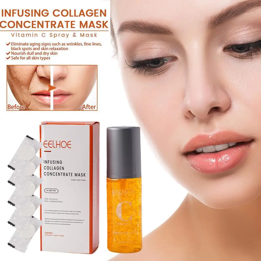 

Collagen Face Mask VC Spray Kit 2024 Facial Brightens Skin, Anti-aging Tightens Wrinkles, Skin Care Removes Dark Circles, X5A3