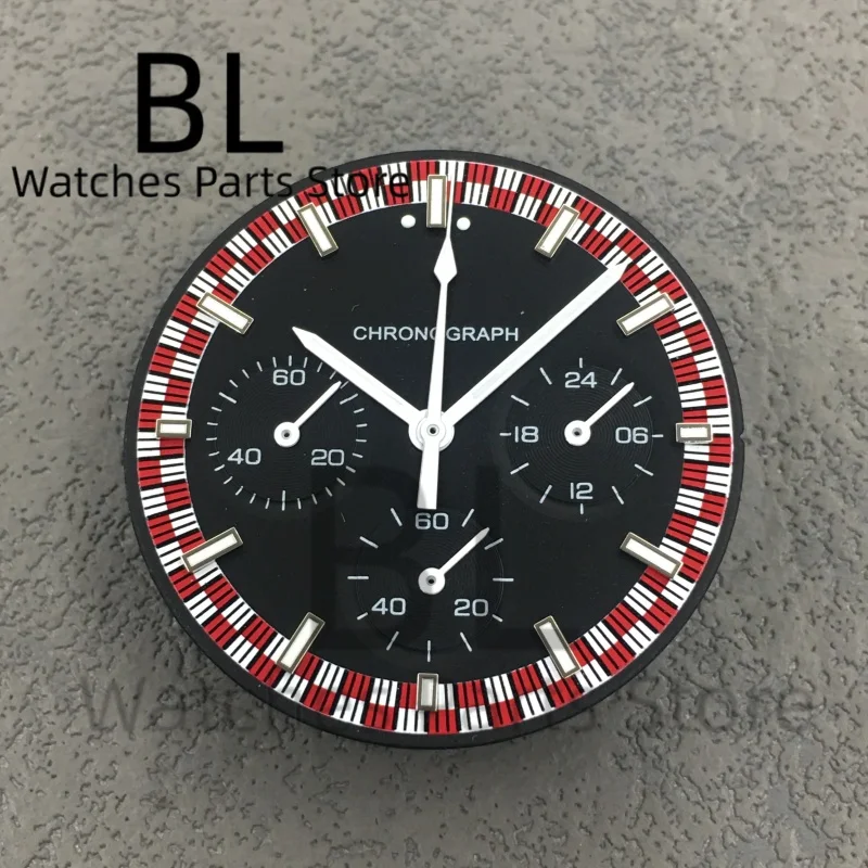 BLIGER White Red MoonTin Dial Luminous Vk63 chronograph