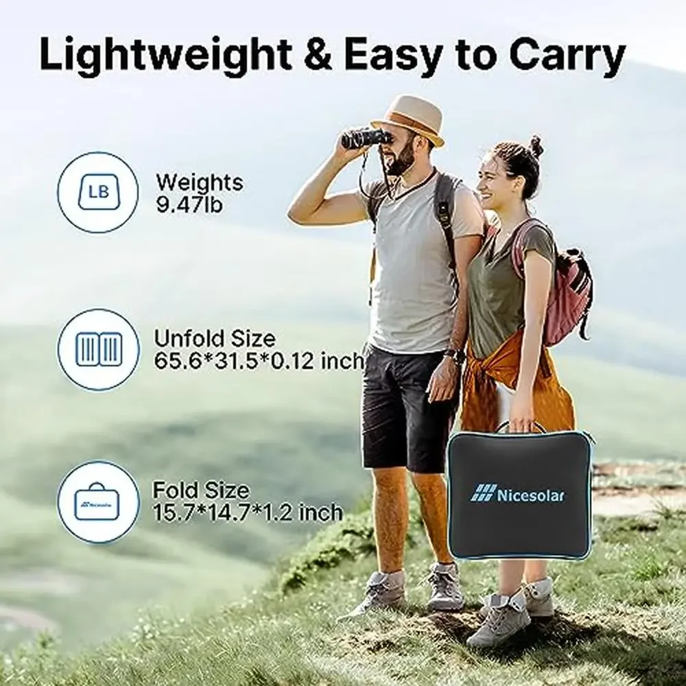 Portable Solar Panel Charger 200W Bifacial Foldable Solar Generator USB A&C PD 65W Laptop Travel Kit Power StationPV Connector