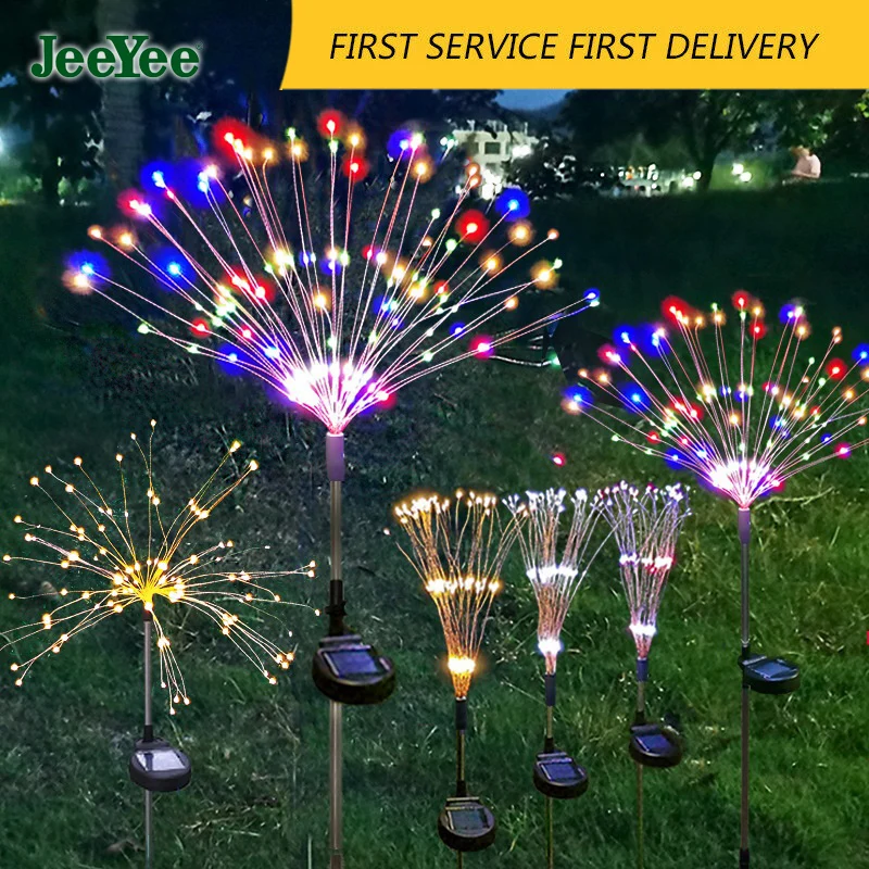 JEEYEE Solar Firework Light Grass Globe Dandelion 120 LED Fireworks Lamp For Garden Lawn Landscape Holiday Christmas Light 2pcs colorful solar lamp outdoor waterproof decorative stake lights for villa garden grass courtyard