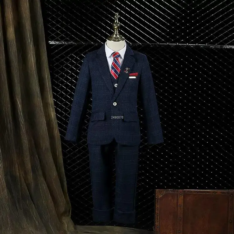 

Костюм для мальчиков на свадьбу, фотографию, детский роскошный пиджак, жилет, штаны, костюм на день рождения, детское платье для смокинга, Детский костюм для представлений