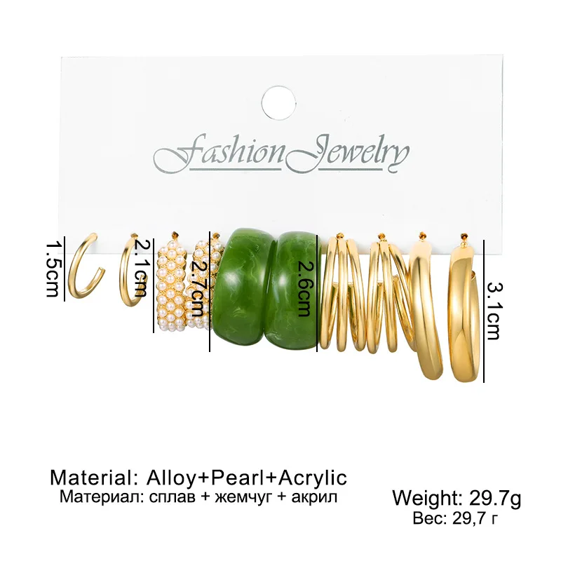 Bohemia Vintage Pearl Circle Hoop Earring Set Luxury Gold Color Heart Butterfly Drop Earrings Geometric Twist Women Jewelry Gift