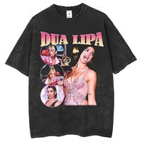 American Style Oversized Short Sleeve T-Shirt Dua Character Print High Street Lipa Unisex Comfortable Cotton Polyester Tee