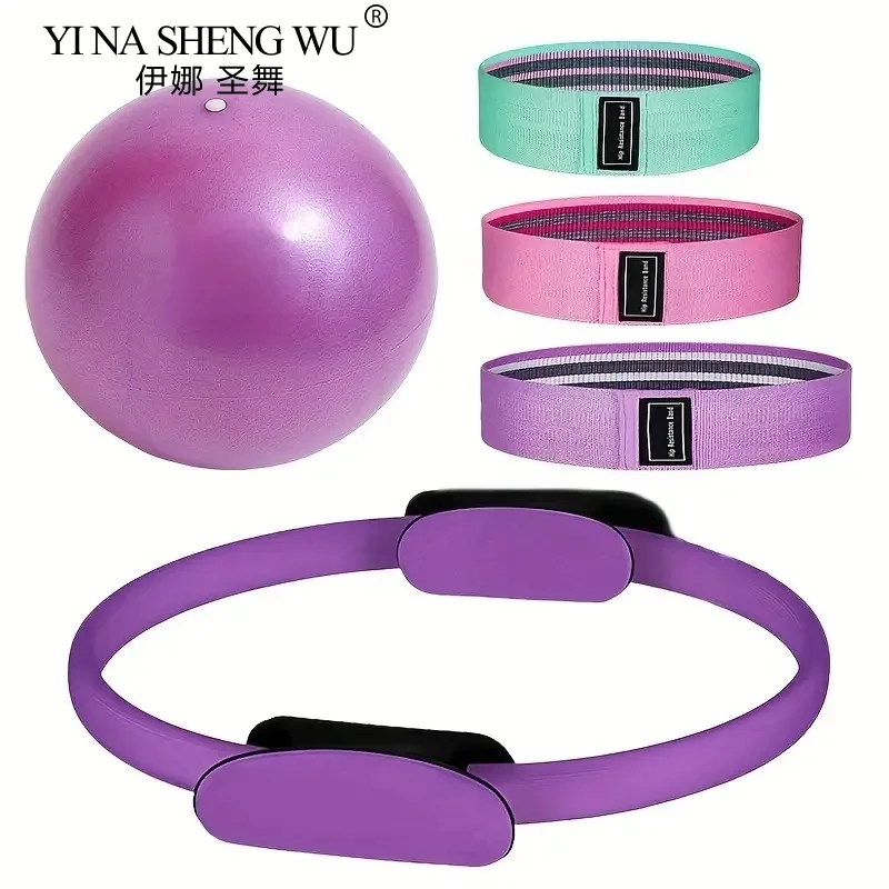 Pilates Ring Set home fitness equipment includes yoga ball yoga resistance band butt ring combination bands 5Pcs Set