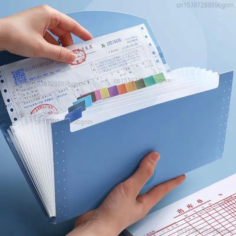 Large Capacity 13 Pocket Layer Expanding Wallet File Folder Paper Bill Invoice Receipt Storage Organ Bag Office Organizer Case