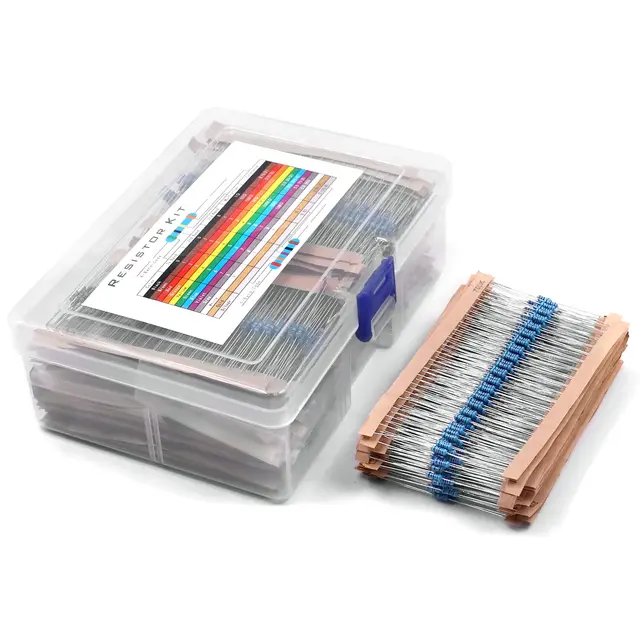 130 Values 2600pcs Resistor Kit 1 Ohm-3M Ohm 1/4w Metal Film Full Range resistors Assortment Kits with Box for Raspberry Pi DIY