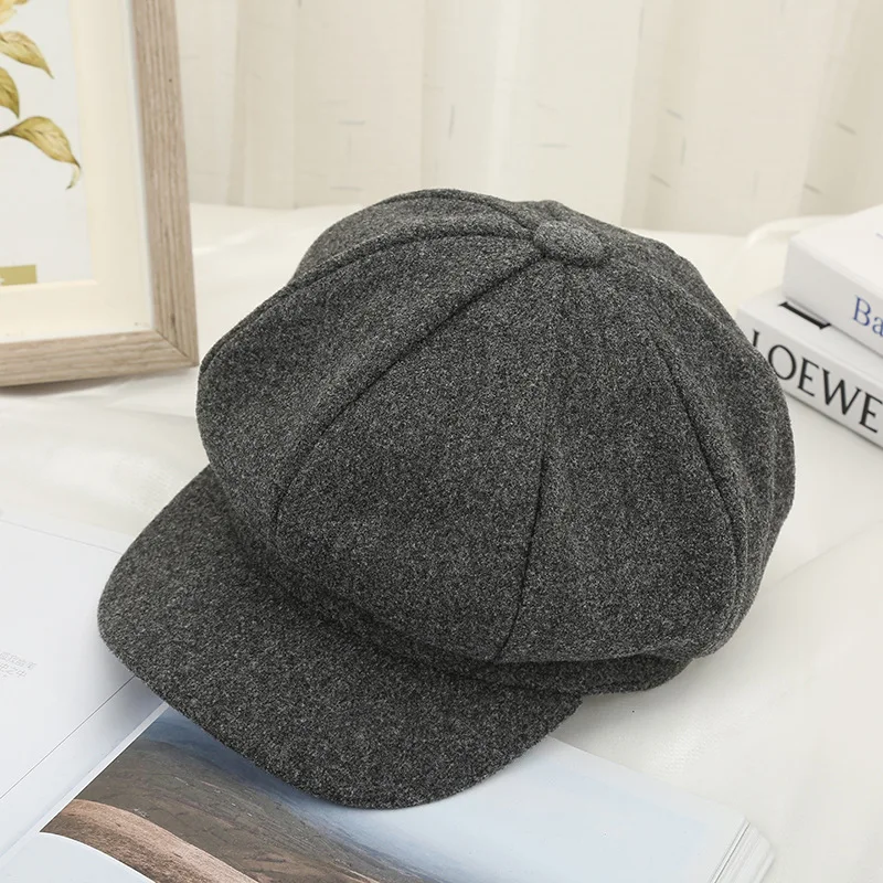 New Autumn Winter Hats for Women Solid Plain Octagonal Newsboy Cap Ladies Casual Hat Winter Beret Women Painter Caps Gift