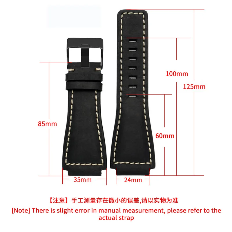 Premium Genuine Leather Watch Strap - Durable & Stylish Replacement Slub Watchband with Crazy Horse Finish