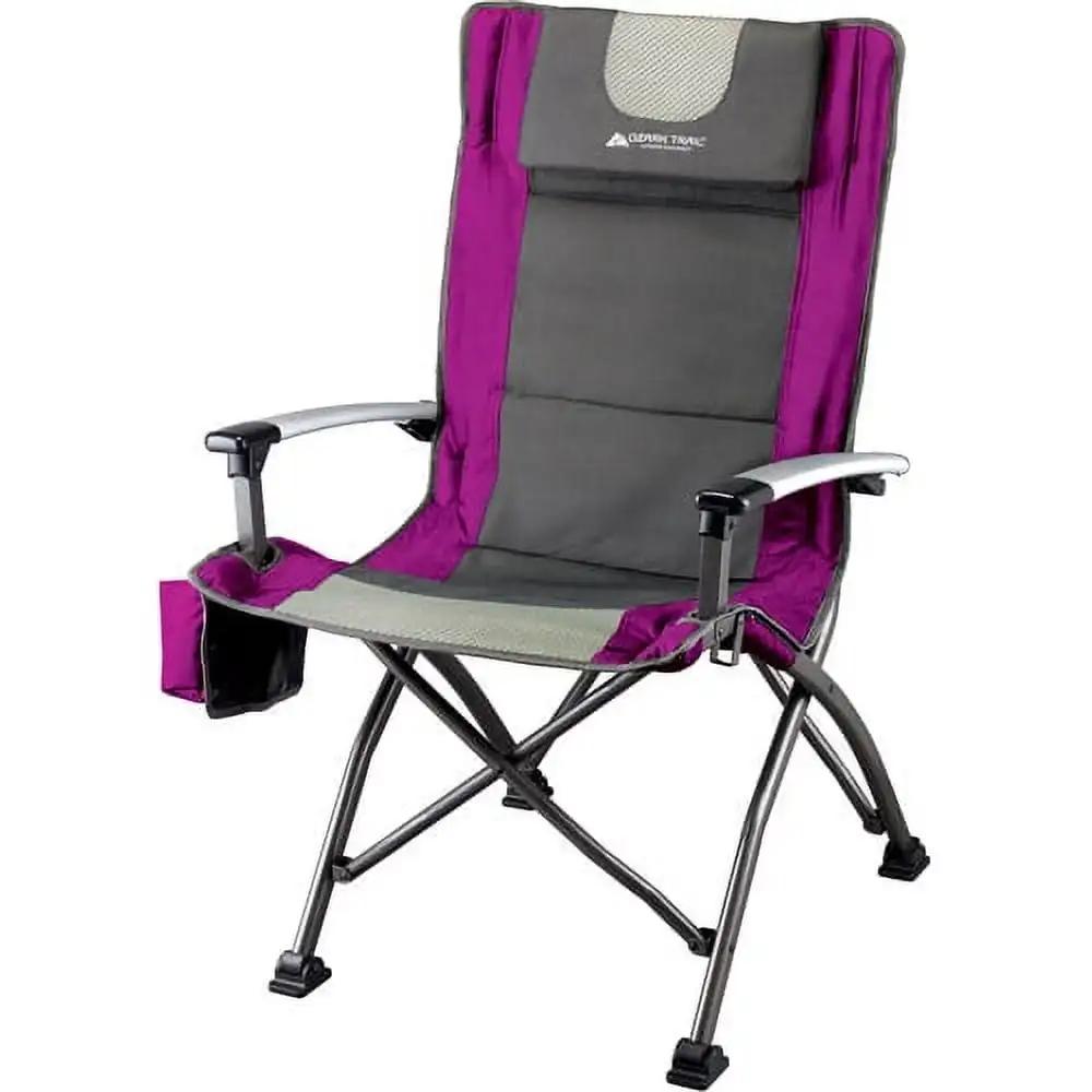 

Ozark Trail High Back Camping Chair, Pink with Cupholder, Pocket, and Headrest, Adult