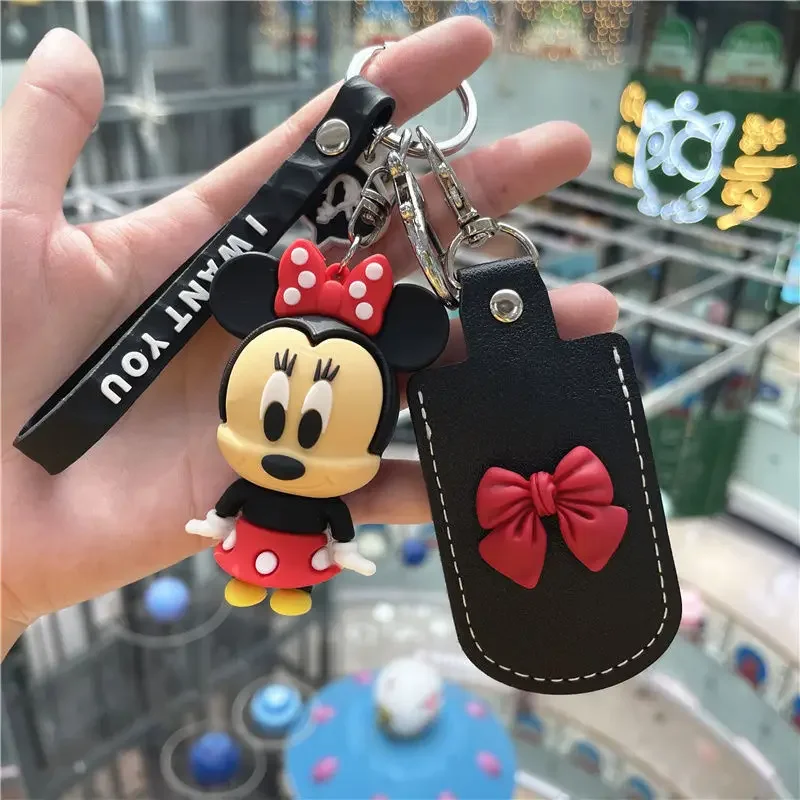 Disney Mickey Minnie Mouse Cartoon Keychain Key Rings Key Case Cover for Control Dust Cover Holder Organizer Home Supplies cartoon keychain
