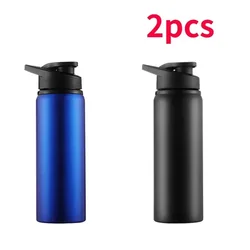 Portable Stainless Steel Sports Water Bottle - 600ml (Black and Blue 2pcs)