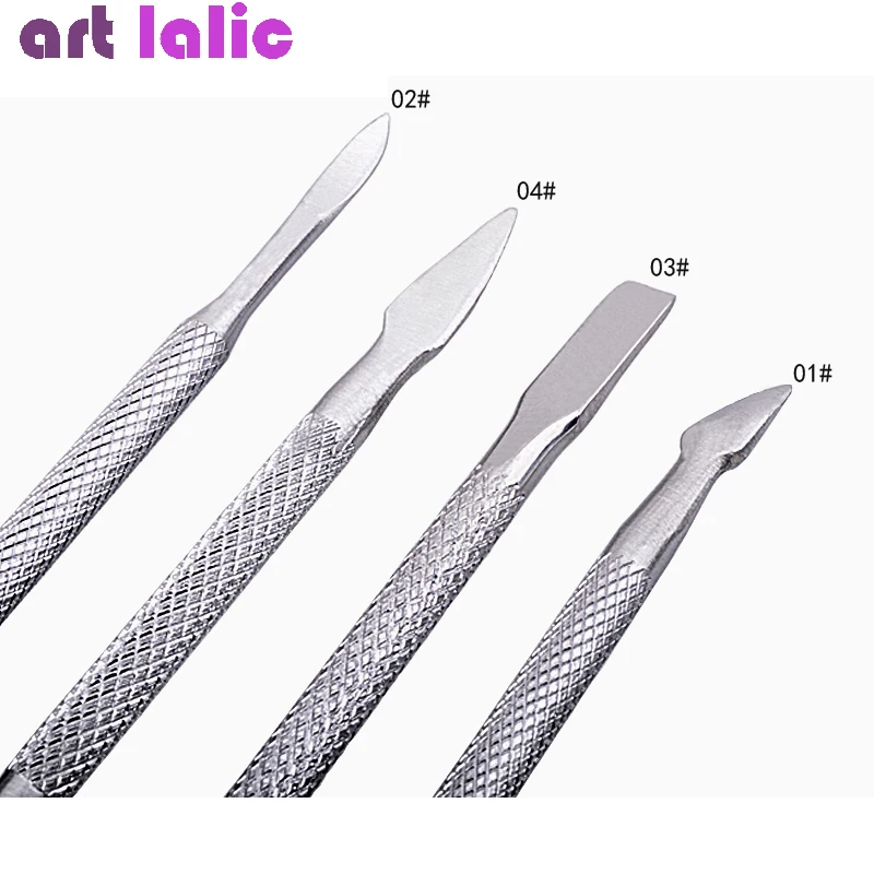Manicure Tools Stainless Steel Cuticle Remover Double Sided Finger Dead Skin Push Nail Cuticle Pusher 4pcs