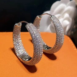 Huitan Elegant Shimmering Hoop Earrings with Brilliant Zirconia (E4169)