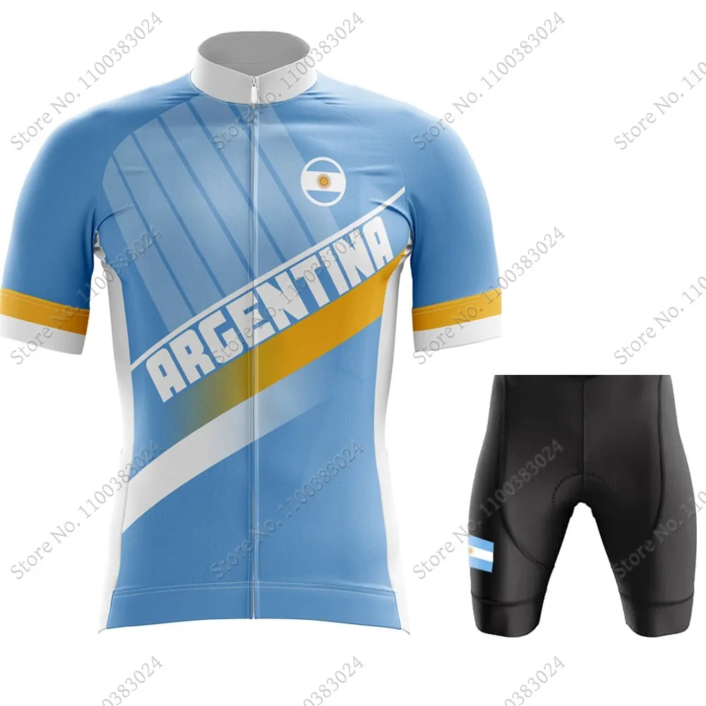 Argentina National Team Cycling Jersey Set Men Road Bike Shirts Suit Bicycle Bib Shorts MTB Maillot
