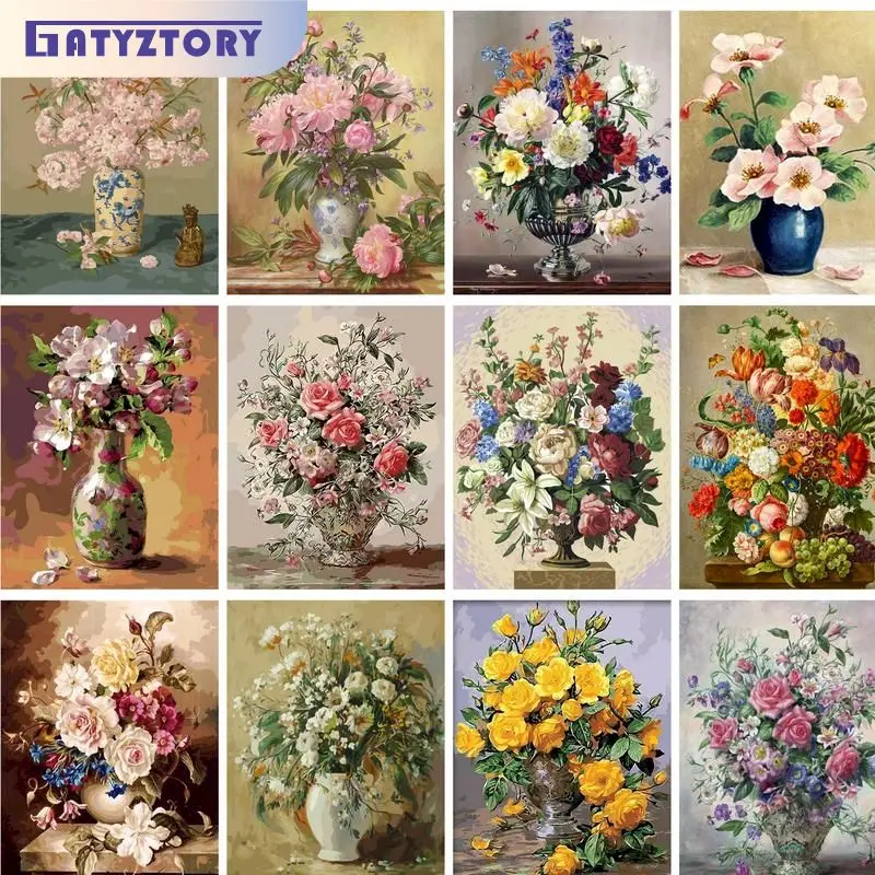 

GATYZTORY Frame Diy Painting By Numbers Kill Time Flowers Pictures By Numbers Diy Gift Drawing By Numbers Wall Decor Adults Craf