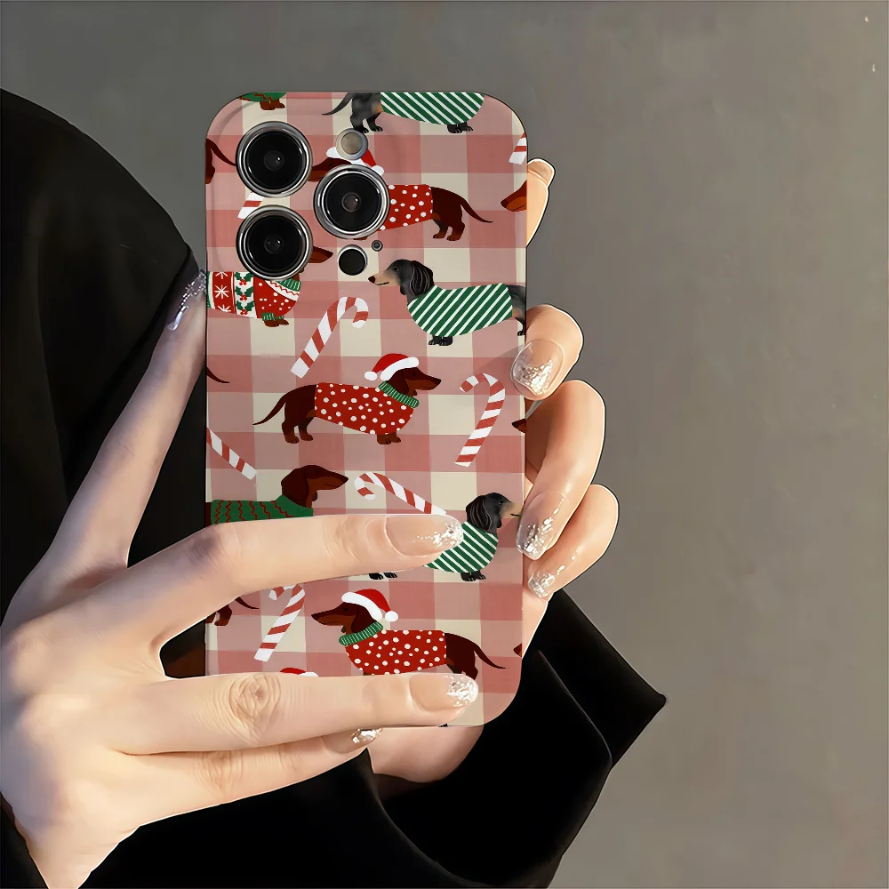 Charming Dachshund Litchi Leather Phone Case with Precise Cutouts