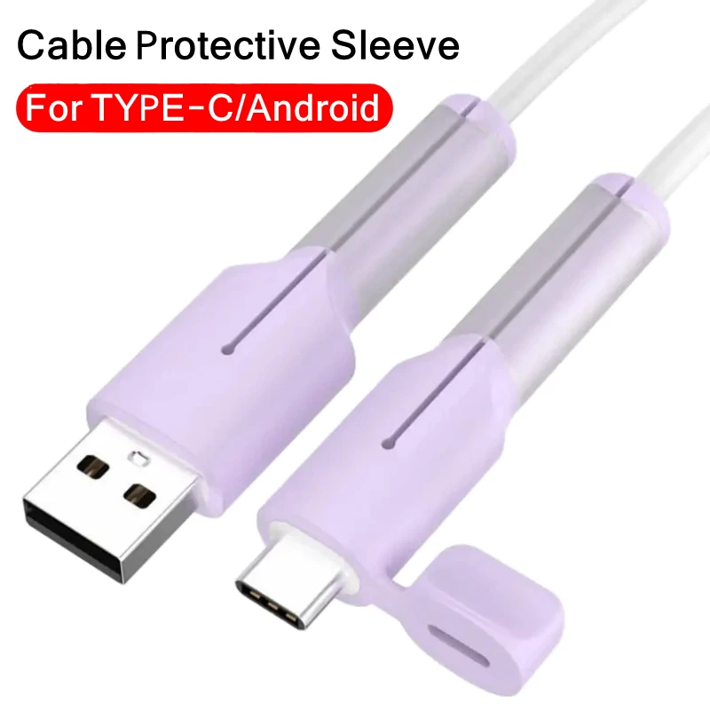 1-3Set USB Type C Silicone Data Cable Protector Sleeve Universal Mobile ...