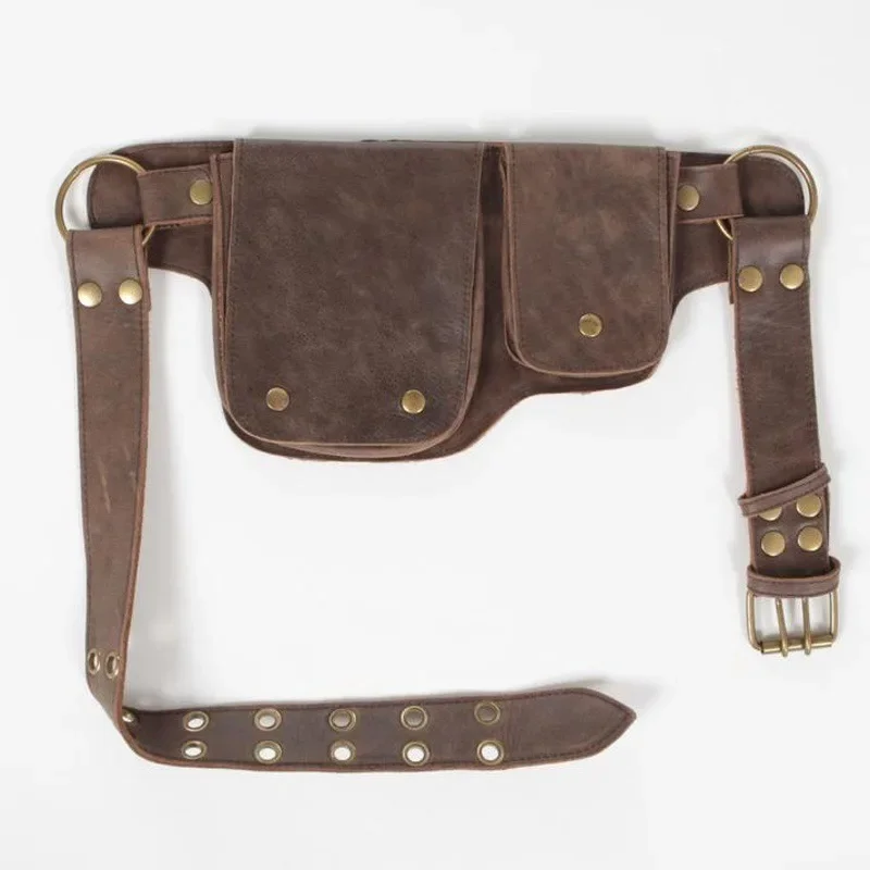 Medieval Adjustable Punk Belt Pocket Women Vintage PU Hunting Hip Bag Waist Pack Cosplay Viking Knight Drama interpretation