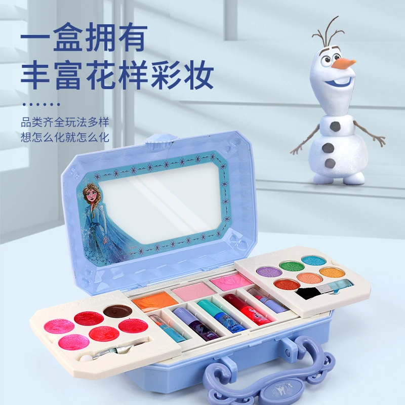 

Diseny Cute girls princess Frozen Cosmetics Make up suitcase with gift box Beauty makeup kids Christmas present gift toy