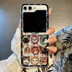 Charming Cartoon Cat Clear Hard Folding Phone Case - Cute Couple & Animal Design - Samsung Galaxy Z Flip 5 (Style 1)