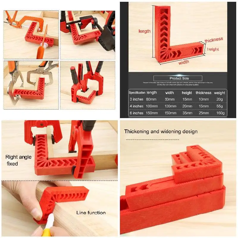 90 Degree Positioning Squares Plastic Clamping Square Corner Positioning Ruler Right Angle Clamp Woodworking Carpenter Tool 3