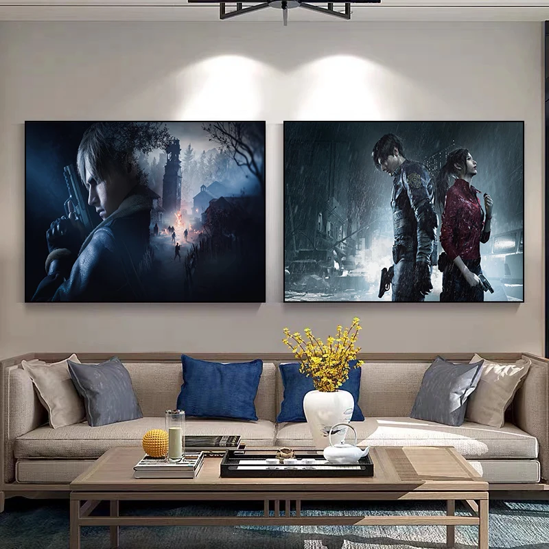Cartoon Classic Adventure Canvas: Resident Evil Horror Action Wall Art