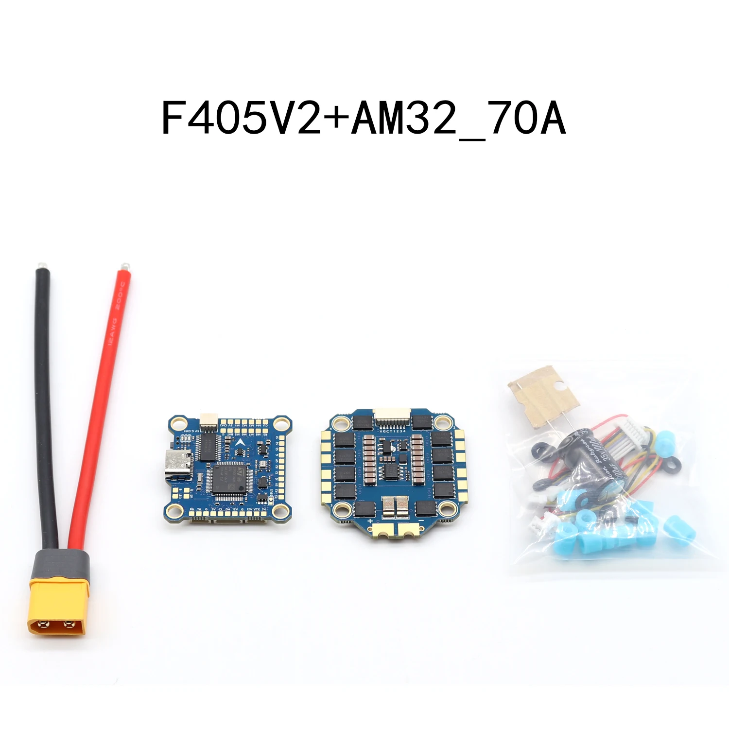 Kit de performance pour drone FPV : combo contrôleur de vol et ESC, câbles et accessoires inclus.
