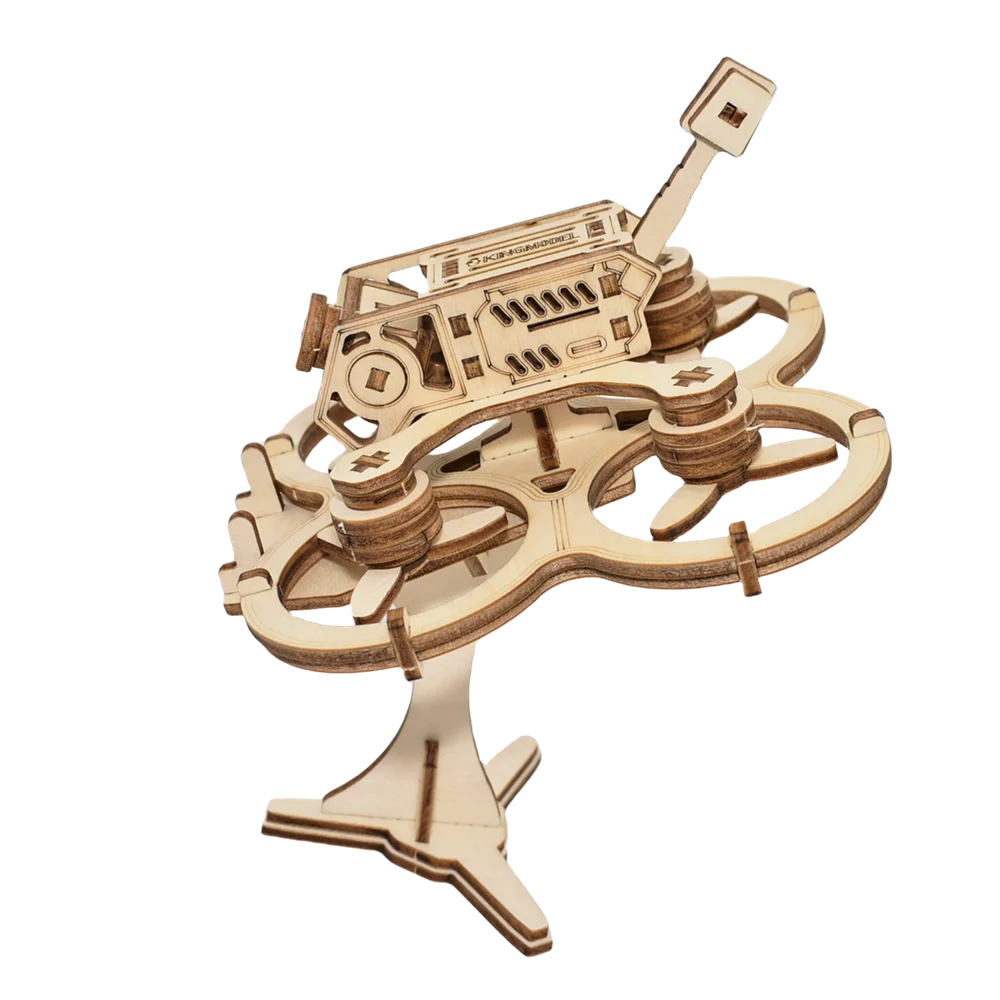 Drone FPV en Bois 3D Puzzle - 75 Pièces, Kit de Construction