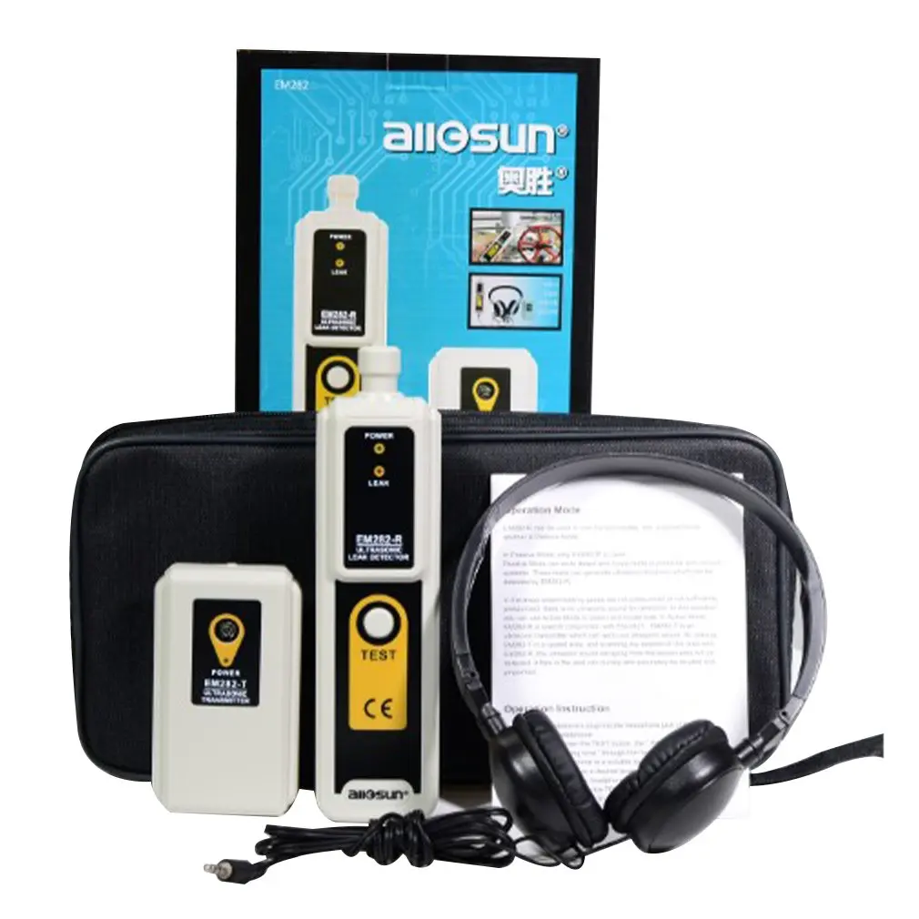 

Hot EM282 Ultrasonic Leak Detector 40KHz Transmitter Reliable Detection Gas Liquid Leakage Monitor LED Indicator