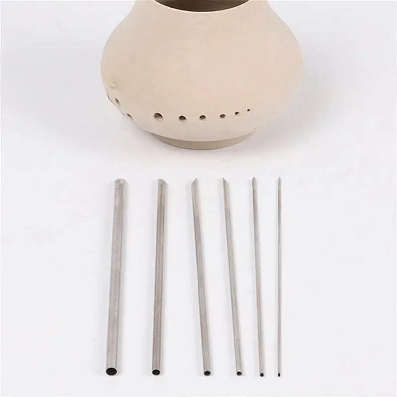 6 Pieces/set of Stainless Steel Hole Puncher Carving Sculpture Modeling Pottery Cutting and Punching Ceramic Polymer Clay Tools