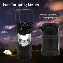 

2-in-1 Portable Collapsible LED Camping Light Outdoor Camping High Bright Lantern LED Lamp with Fan Home Decoration Christmas