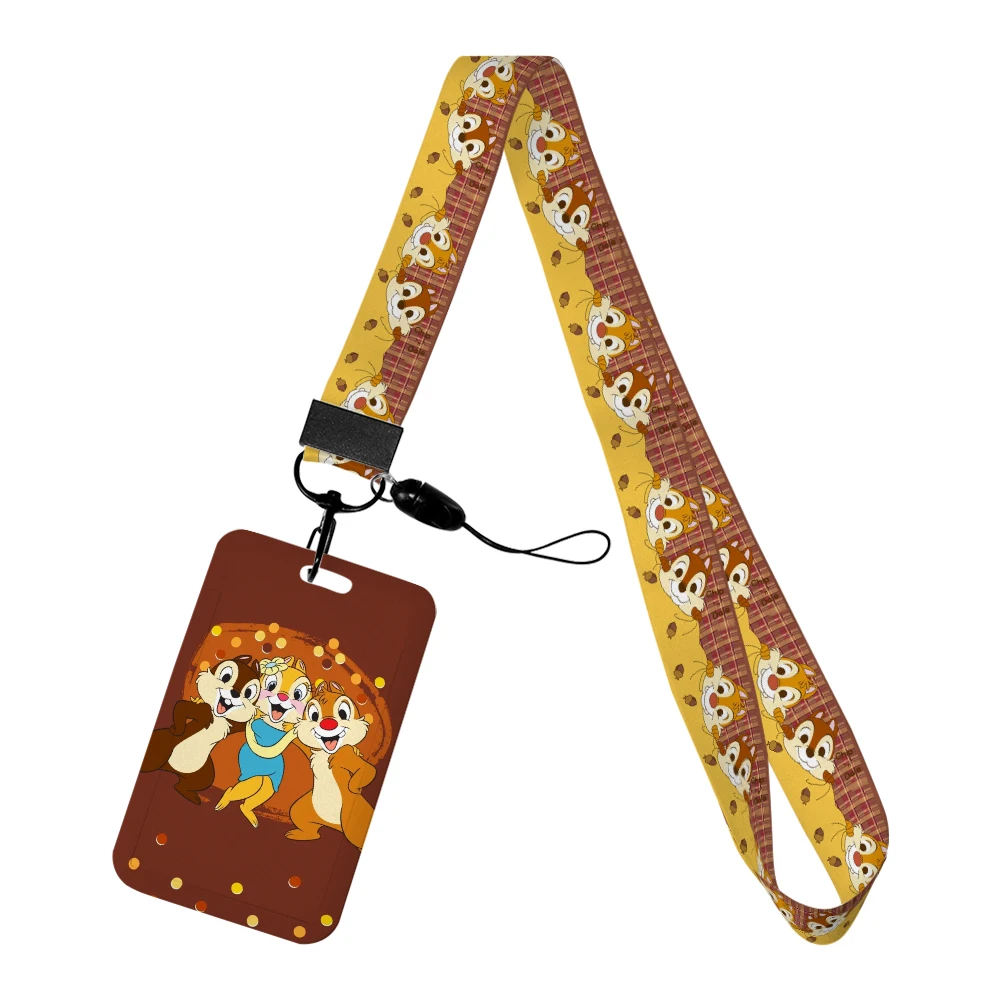 Disney Chip Dale Lanyards Keychain Cute Badge Holder ID Credit Card Hang Rope Bank Credit Card Holder Keys Accessories Gifts key holder card case holder