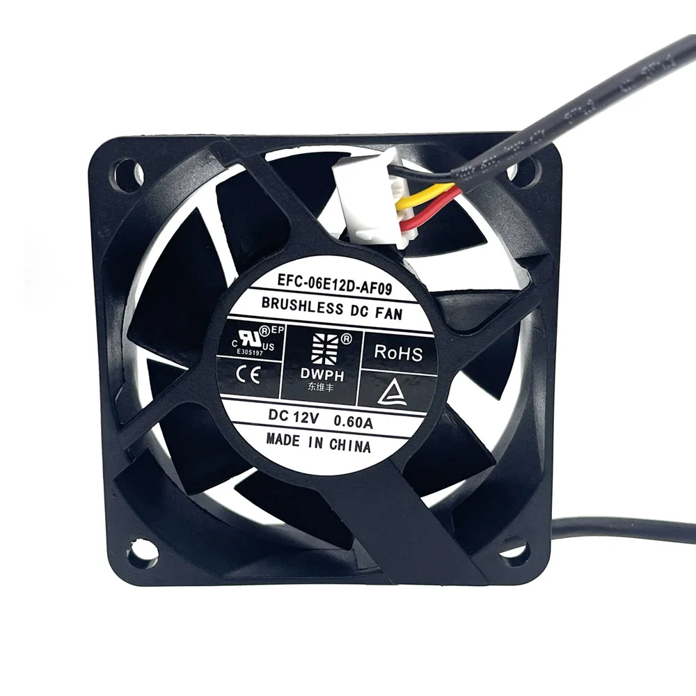 EFC-06E12D EFC-06E12D-AF09 6025 12V 0.60A 60X60X25mm 60mm 6cm Server Inverter Power Supply PSU Axial Cooling Fan