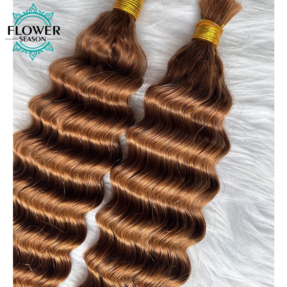 Bulk Human Hair for Braiding human hair extensions braiding hair extensions human braiding hair #4 #30 Color Blonde Human Hair Bulk No Weft Braids Extensions for Women 1/3/4pcs /lot
