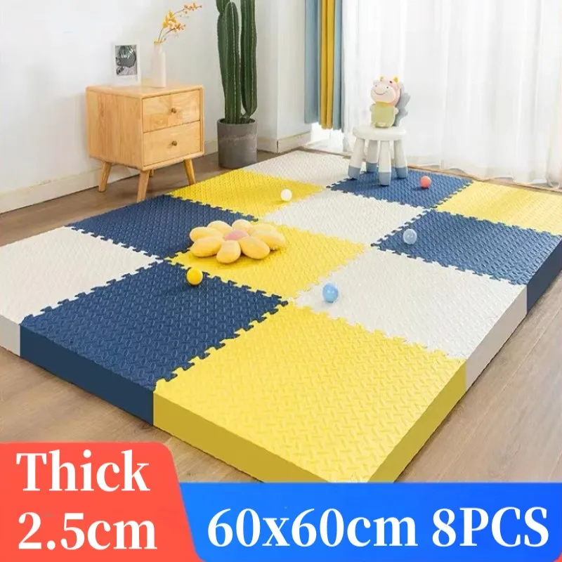 Foot Mat 60x60cm Floor Noise Mat 8PCS Thick 2.5cm Tatame Baby Play Activities Folding Carpet Game Puzzle
